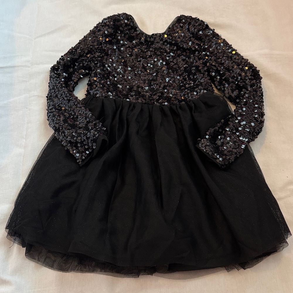 Cat & Jack Black Sequin Long Sleeve Dress